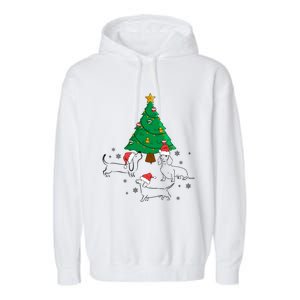 Dachshund Dog Christmas Tree Family Xmas Ugly Dog Owner Cute Gift Garment-Dyed Fleece Hoodie