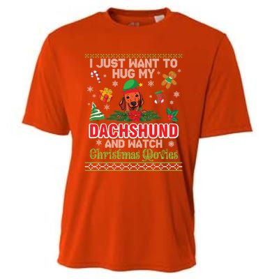 Dachshund Dog Christmas Tree Family Xmas Ugly Dog Owner Gift Cooling Performance Crew T-Shirt