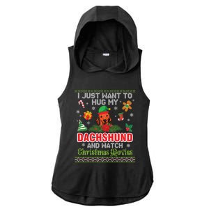 Dachshund Dog Christmas Tree Family Xmas Ugly Dog Owner Gift Ladies PosiCharge Tri-Blend Wicking Draft Hoodie Tank