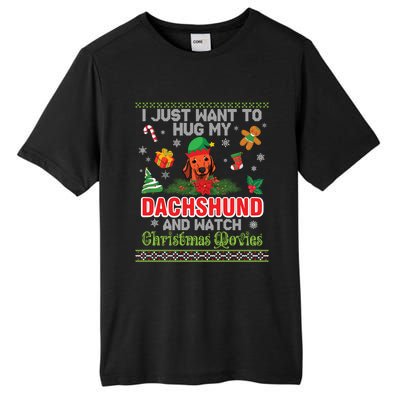 Dachshund Dog Christmas Tree Family Xmas Ugly Dog Owner Gift Tall Fusion ChromaSoft Performance T-Shirt