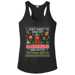 Dachshund Dog Christmas Tree Family Xmas Ugly Dog Owner Gift Ladies PosiCharge Competitor Racerback Tank