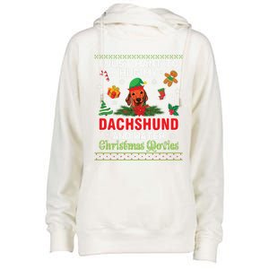 Dachshund Dog Christmas Tree Family Xmas Ugly Dog Owner Gift Womens Funnel Neck Pullover Hood