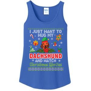 Dachshund Dog Christmas Tree Family Xmas Ugly Dog Owner Gift Ladies Essential Tank