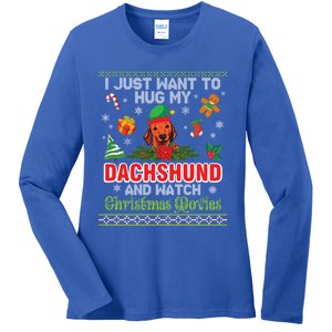 Dachshund Dog Christmas Tree Family Xmas Ugly Dog Owner Gift Ladies Long Sleeve Shirt