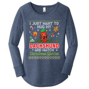 Dachshund Dog Christmas Tree Family Xmas Ugly Dog Owner Gift Women's Perfect Tri Tunic Long Sleeve Shirt