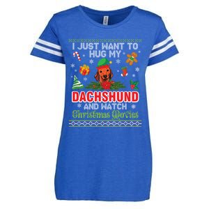 Dachshund Dog Christmas Tree Family Xmas Ugly Dog Owner Gift Enza Ladies Jersey Football T-Shirt