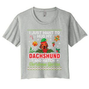 Dachshund Dog Christmas Tree Family Xmas Ugly Dog Owner Gift Women's Crop Top Tee