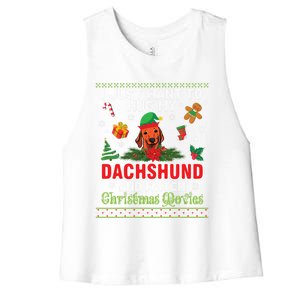 Dachshund Dog Christmas Tree Family Xmas Ugly Dog Owner Gift Women's Racerback Cropped Tank