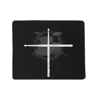 Drummer Drumsticks Cross Christian Band Drummer Mousepad