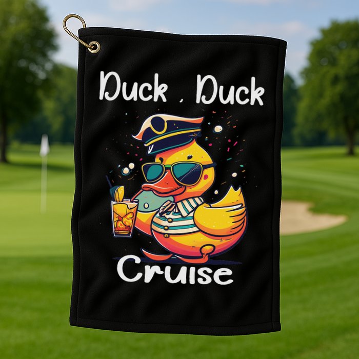Duck Duck Cruise Funny Family Cruising Matching Squad Golf Towel