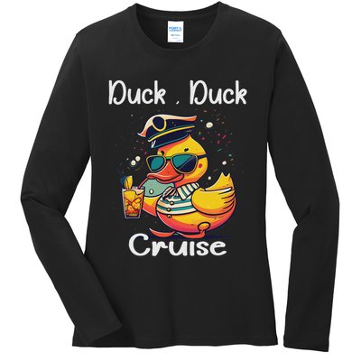 Duck Duck Cruise Funny Family Cruising Matching Squad Ladies Long Sleeve Shirt