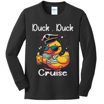 Duck Duck Cruise Funny Family Cruising Matching Squad Kids Long Sleeve Shirt