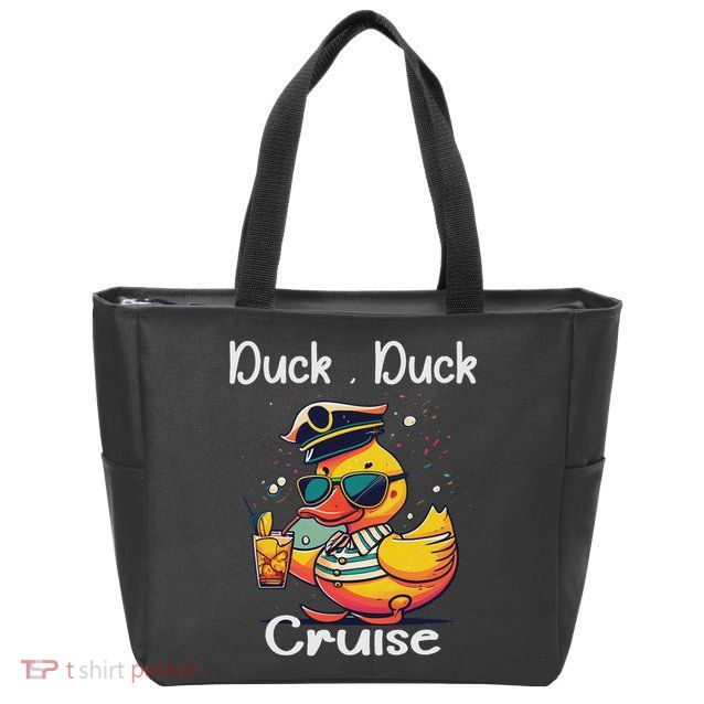 Duck Duck Cruise Funny Family Cruising Matching Squad Zip Tote Bag