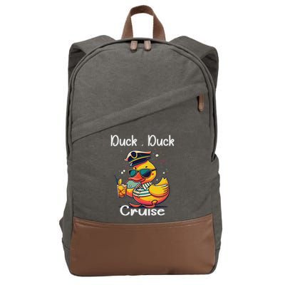 Duck Duck Cruise Funny Family Cruising Matching Squad Cotton Canvas Backpack