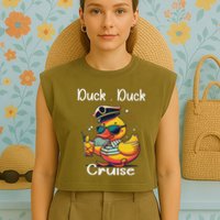 Duck Duck Cruise Funny Family Cruising Matching Squad Garment-Dyed Women's Muscle Tee
