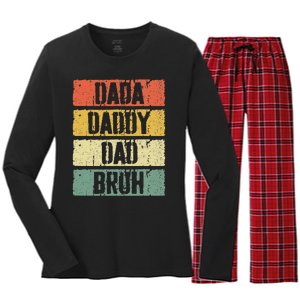 Dada Daddy Dad Bruh FatherS Day Women's Long Sleeve Flannel Pajama Set 