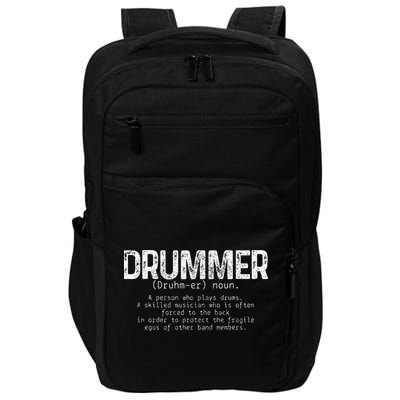Drummer Definition Drums Drumming Funny Drummer Impact Tech Backpack