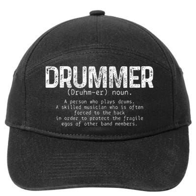 Drummer Definition Drums Drumming Funny Drummer 7-Panel Snapback Hat