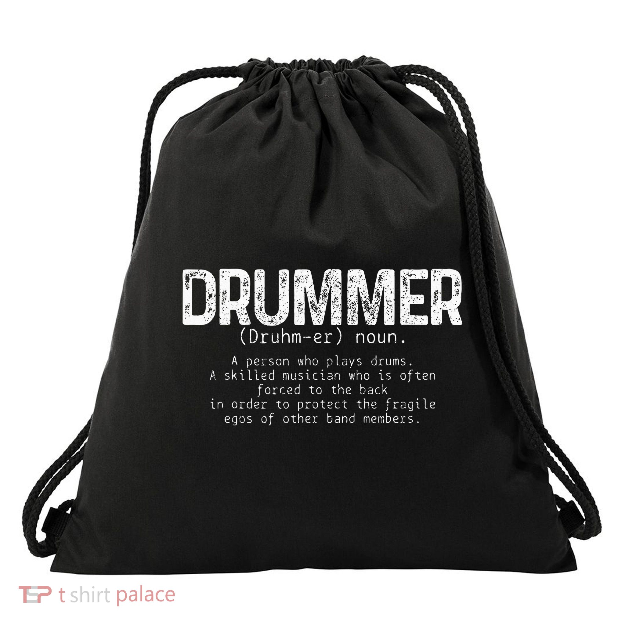 Drummer Definition Drums Drumming Funny Drummer Drawstring Bag