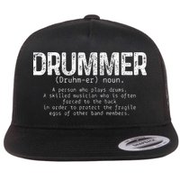 Drummer Definition Drums Drumming Funny Drummer Flat Bill Trucker Hat