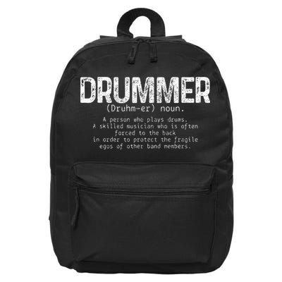 Drummer Definition Drums Drumming Funny Drummer 16 in Basic Backpack