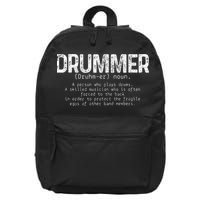 Drummer Definition Drums Drumming Funny Drummer 16 in Basic Backpack