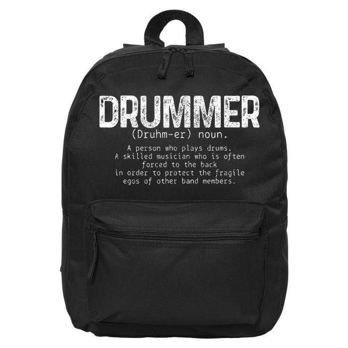 Drummer Definition Drums Drumming Funny Drummer 16 in Basic Backpack