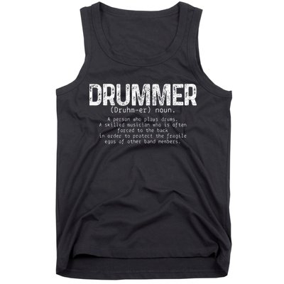 Drummer Definition Drums Drumming Funny Drummer Tank Top