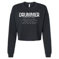 Drummer Definition Drums Drumming Funny Drummer Cropped Pullover Crew