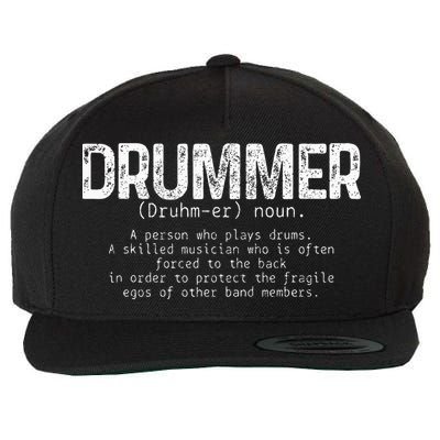 Drummer Definition Drums Drumming Funny Drummer Wool Snapback Cap