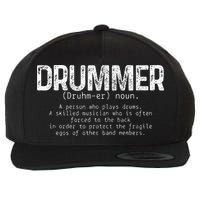 Drummer Definition Drums Drumming Funny Drummer Wool Snapback Cap