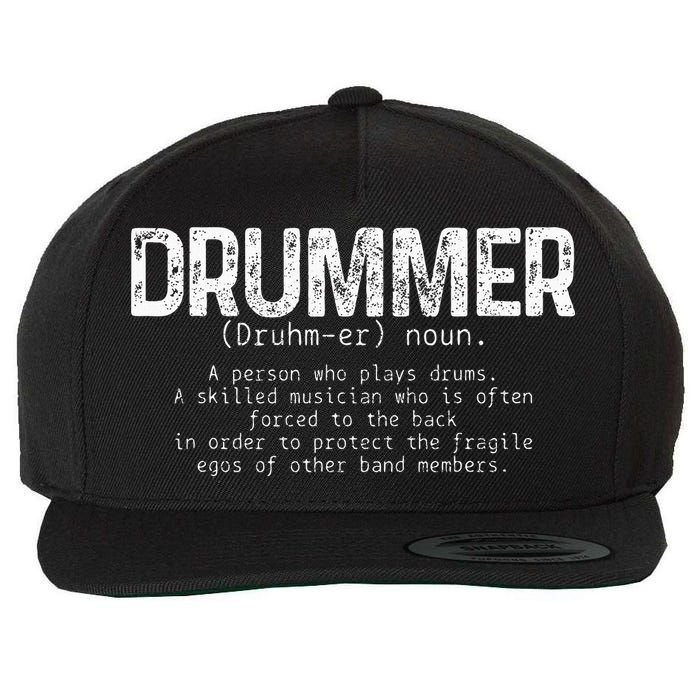 Drummer Definition Drums Drumming Funny Drummer Wool Snapback Cap