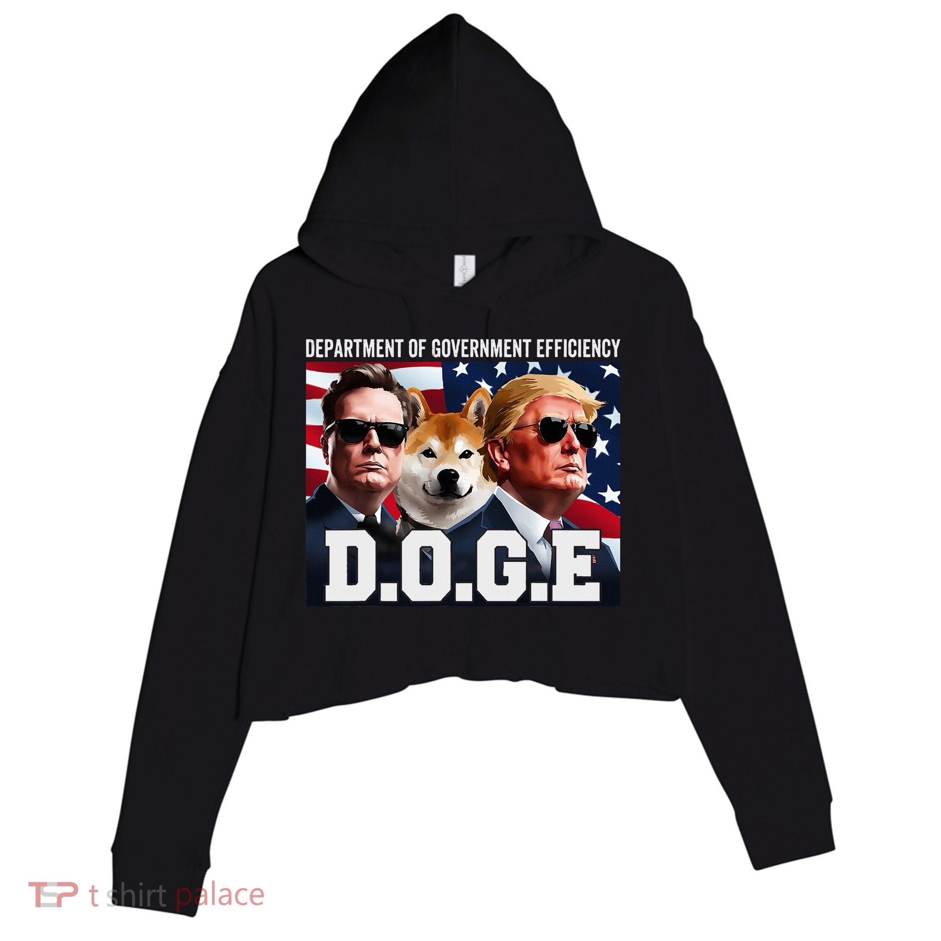 D.O.G.E Doge Department Of Government Efficiency Crop Fleece Hoodie