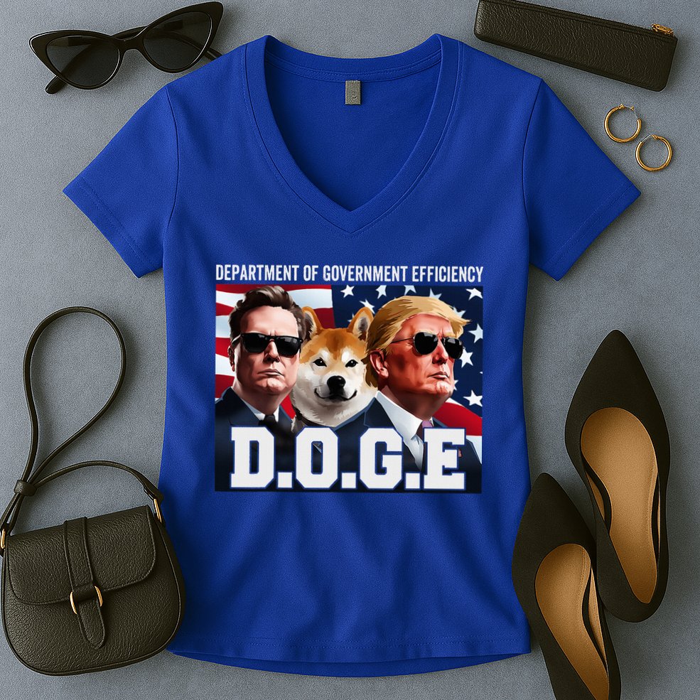 D.O.G.E Doge Department Of Government Efficiency Women's V-Neck T-Shirt