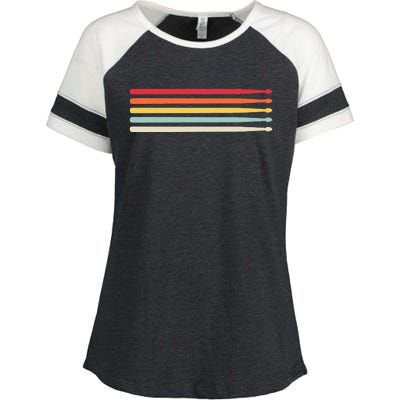 Drummer Drumsticks Drum Sticks Retro Enza Ladies Jersey Colorblock Tee