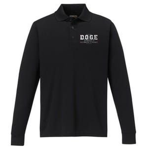 D.O.G.E. Doge Department Of Government Efficiency Performance Long Sleeve Polo