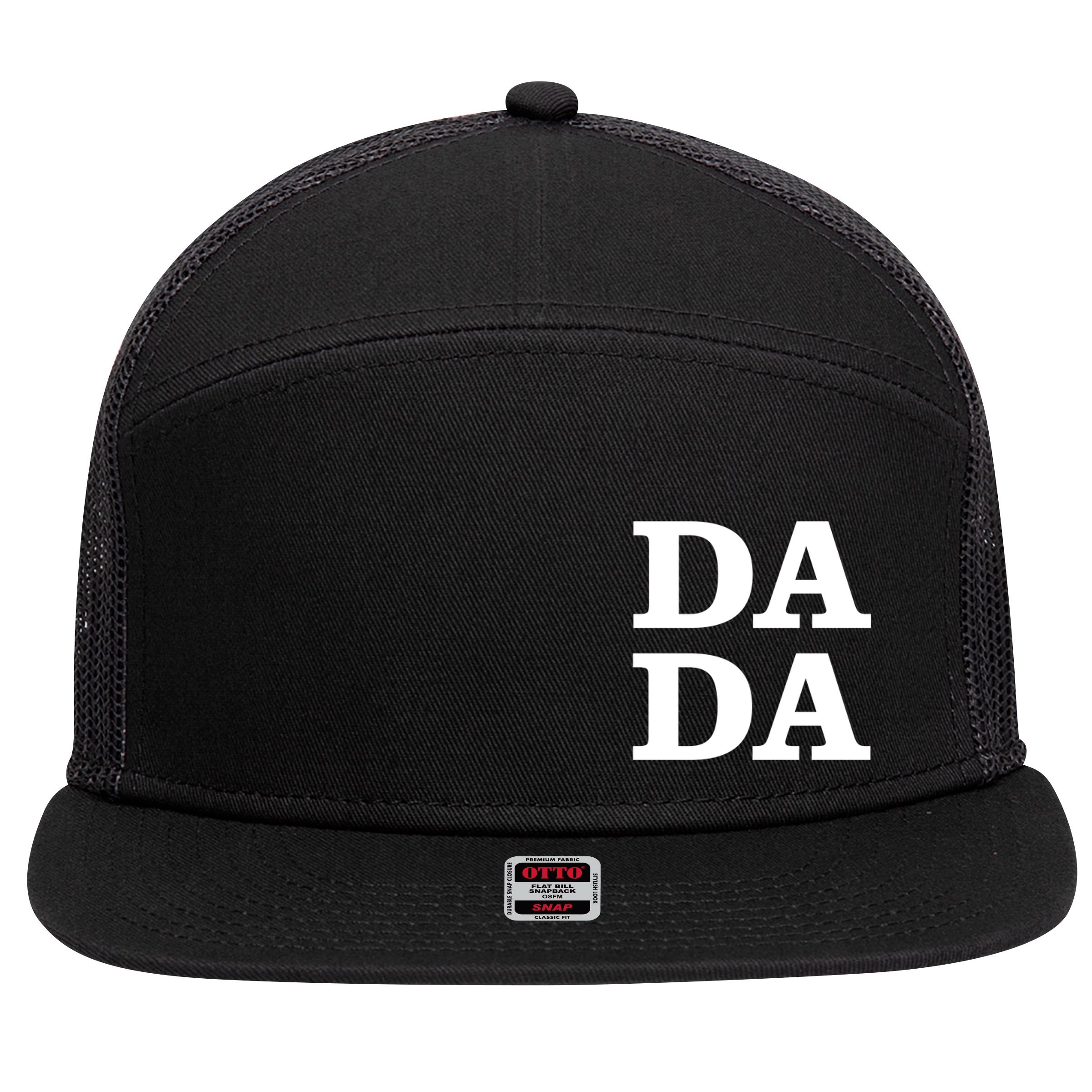 Da Da Dad Pocket Logo Fathers Day 7 Panel Mesh Trucker Snapback Hat
