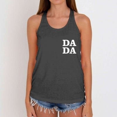 Da Da Dad Pocket Logo Fathers Day Women's Knotted Racerback Tank