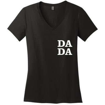 Da Da Dad Pocket Logo Fathers Day Women's V-Neck T-Shirt