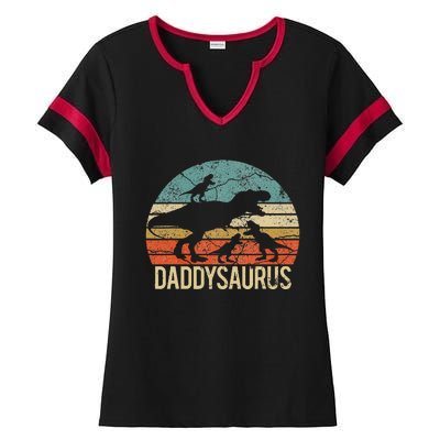 Daddy Dinosaur Daddysaurus 3 Three Xmas Christmas Gift Ladies Halftime Notch Neck Tee