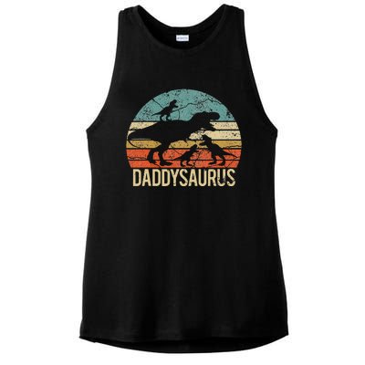 Daddy Dinosaur Daddysaurus 3 Three Xmas Christmas Gift Ladies PosiCharge Tri-Blend Wicking Tank