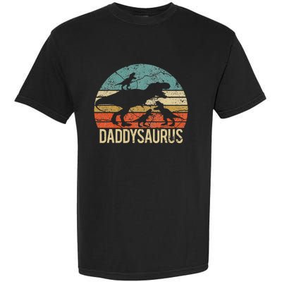 Daddy Dinosaur Daddysaurus 3 Three Xmas Christmas Gift Garment-Dyed Heavyweight T-Shirt