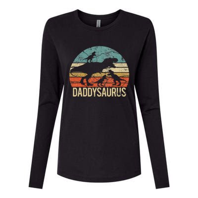 Daddy Dinosaur Daddysaurus 3 Three Xmas Christmas Gift Womens Cotton Relaxed Long Sleeve T-Shirt