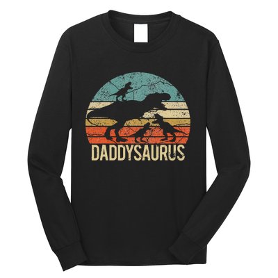 Daddy Dinosaur Daddysaurus 3 Three Xmas Christmas Gift Long Sleeve Shirt