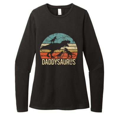 Daddy Dinosaur Daddysaurus 3 Three Xmas Christmas Gift Womens CVC Long Sleeve Shirt