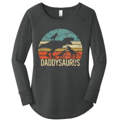 Daddy Dinosaur Daddysaurus 3 Three Xmas Christmas Gift Women's Perfect Tri Tunic Long Sleeve Shirt