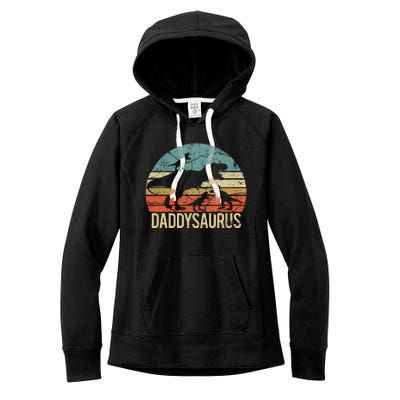 Daddy Dinosaur Daddysaurus 3 Three Xmas Christmas Gift Women's Fleece Hoodie