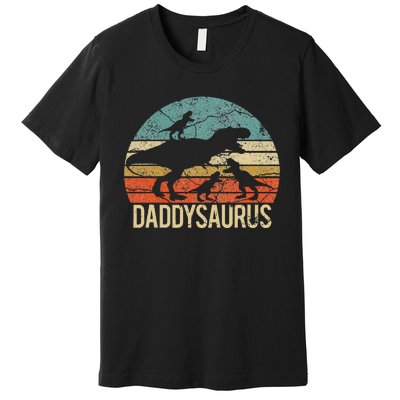 Daddy Dinosaur Daddysaurus 3 Three Xmas Christmas Gift Premium T-Shirt