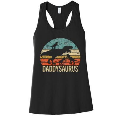 Daddy Dinosaur Daddysaurus 3 Three Xmas Christmas Gift Women's Racerback Tank