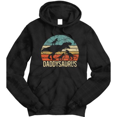 Daddy Dinosaur Daddysaurus 3 Three Xmas Christmas Gift Tie Dye Hoodie